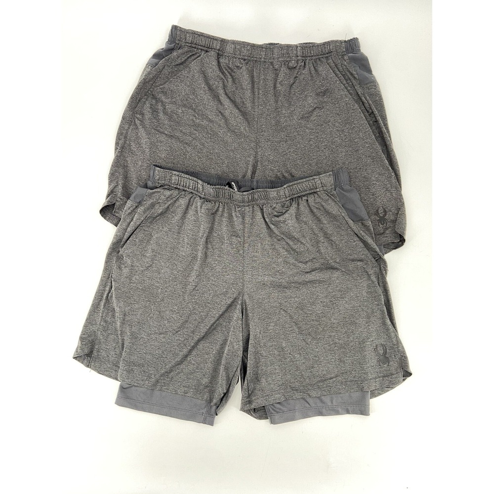 SPYDER ACTIVE POLYESTER SPANDEX SHORTS MEN'S SIZE LARGE DARK GRAY